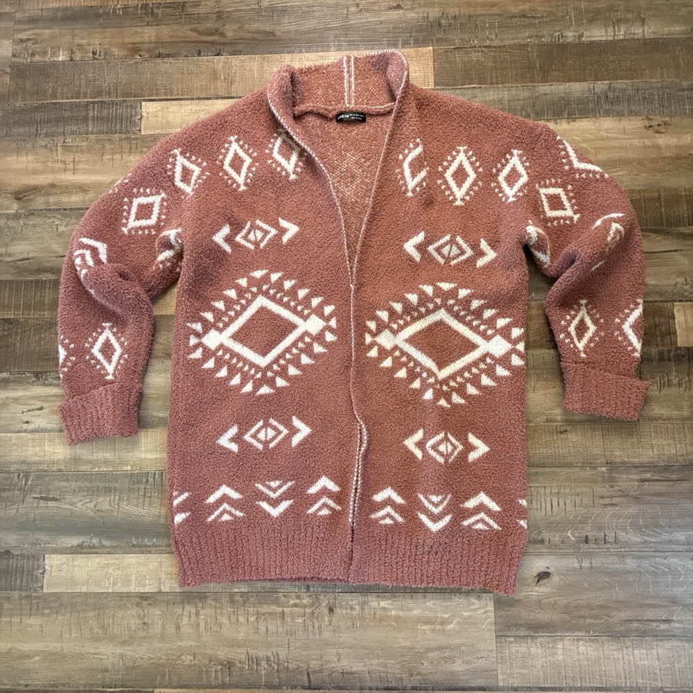 SHEIN open-front fuzzy knit cardigan sweater Sz L